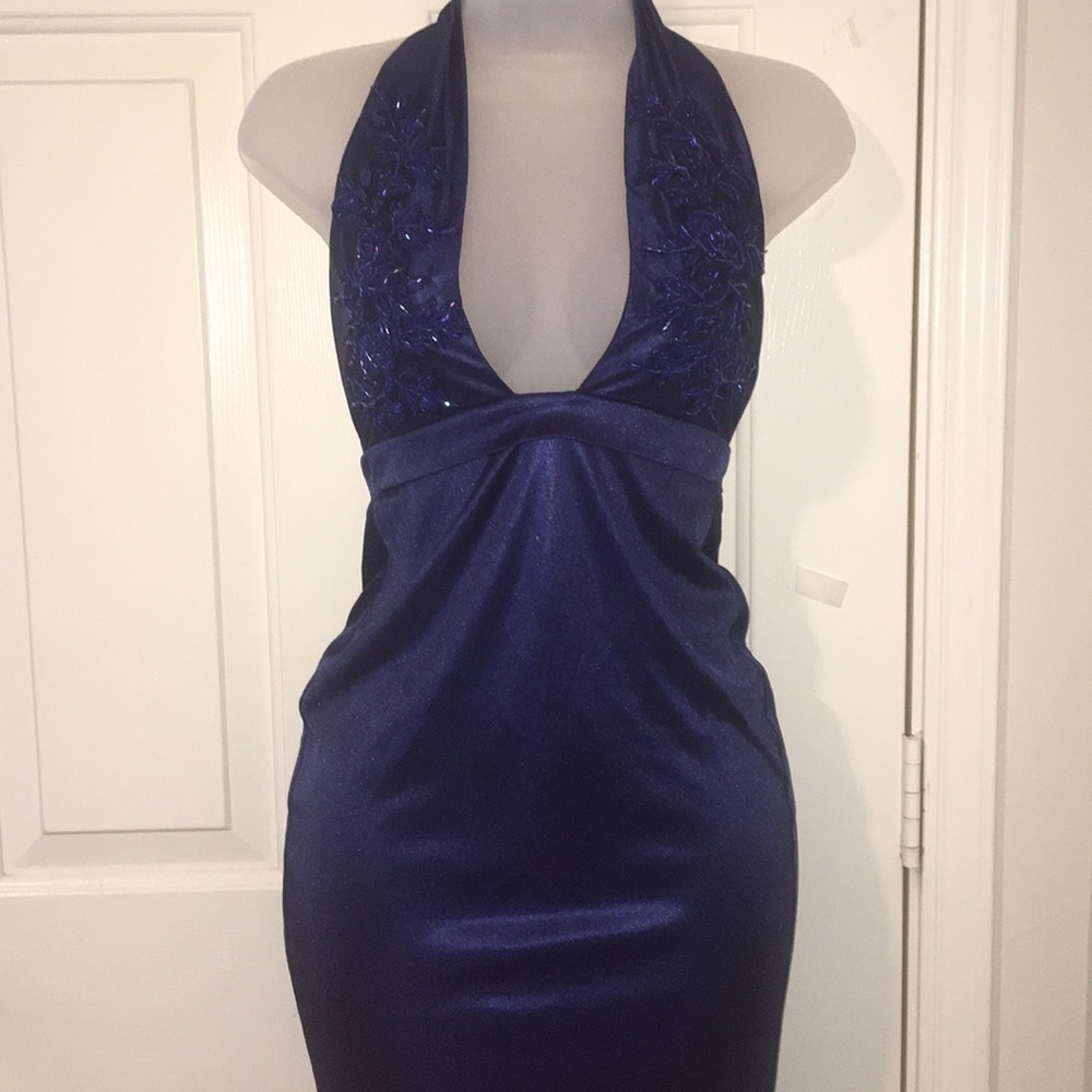 Sexy Embroidered Halter Neck Dress